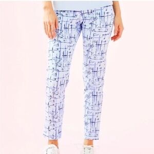 LILLY PULITZER Luxletic Corso Golf Pants Talk Birdie To Me Crew Blue Tint Size 6